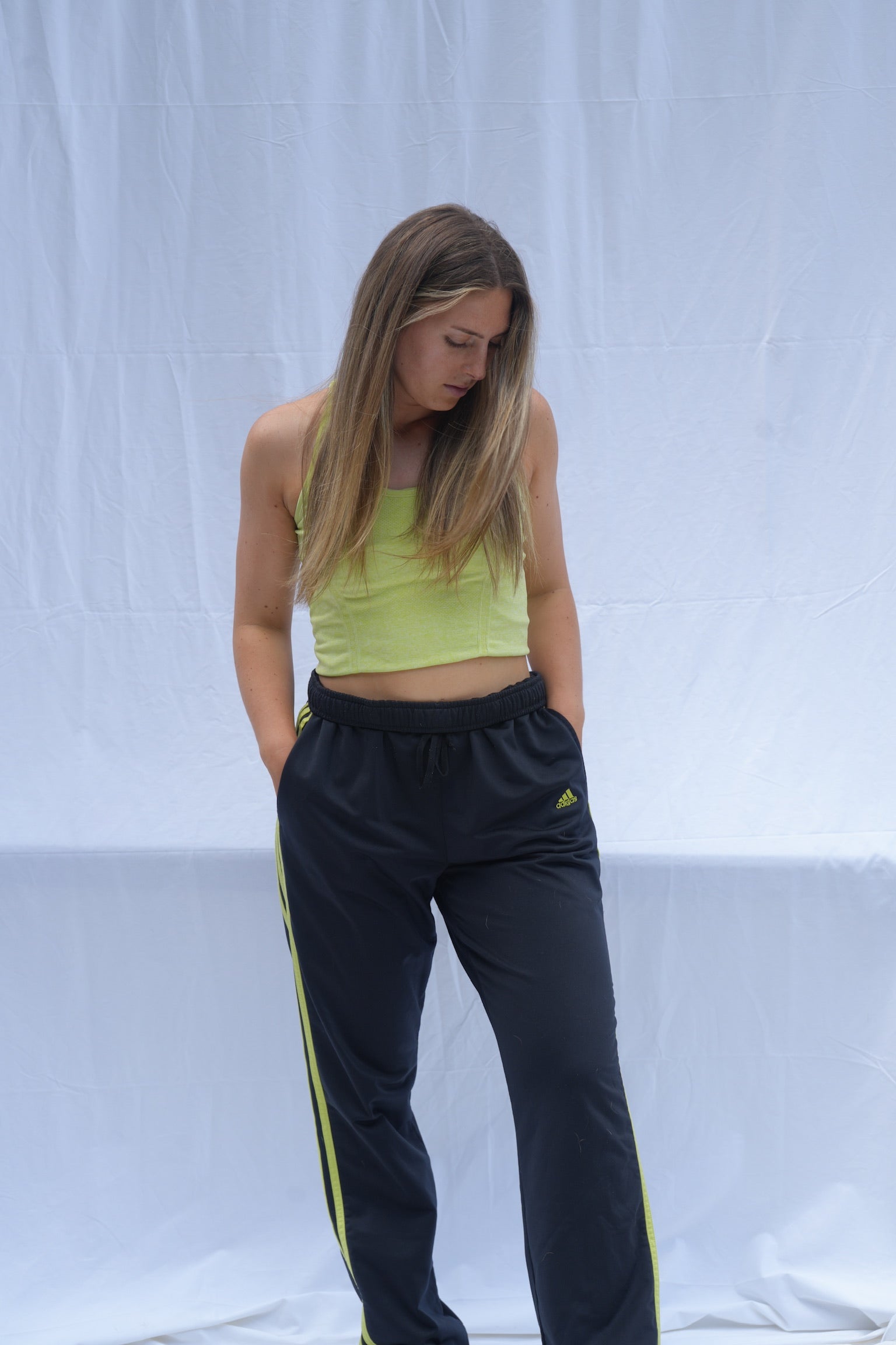 Adidas Track Pants W/ Neon Stripe