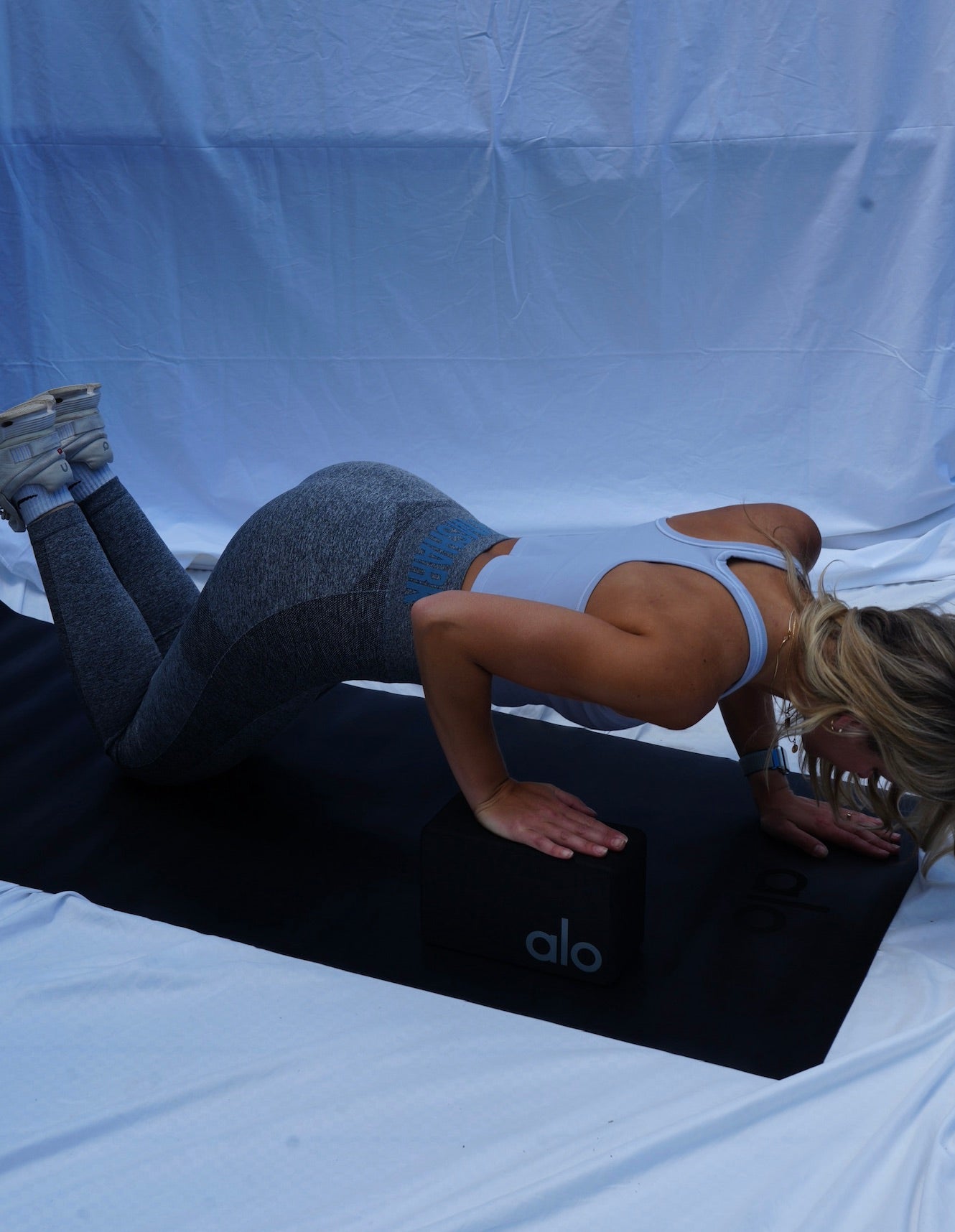 Grey Cropped Athletic Racerback Tank
